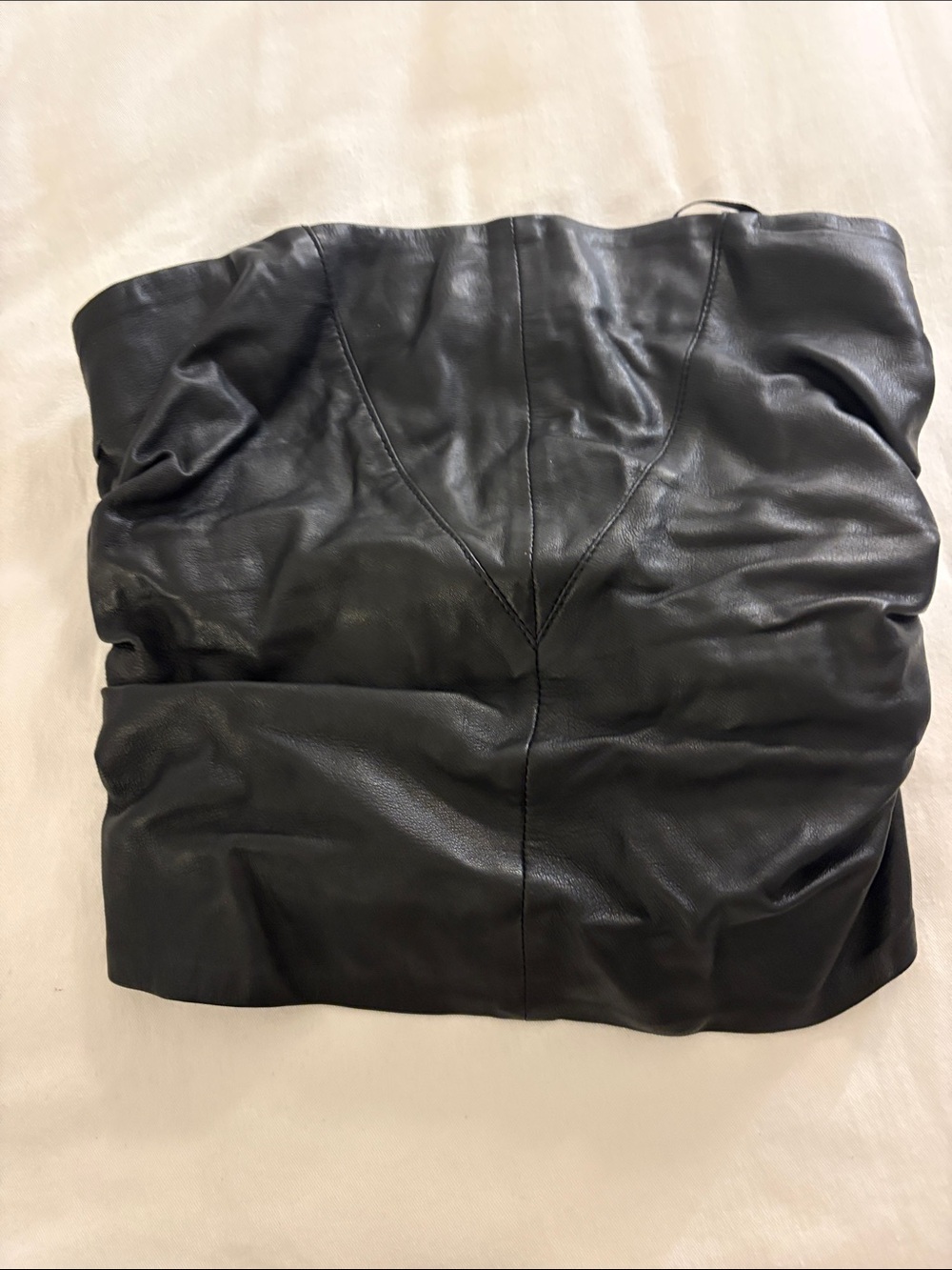 LPA Black Faux Leather Strapless Crop Top